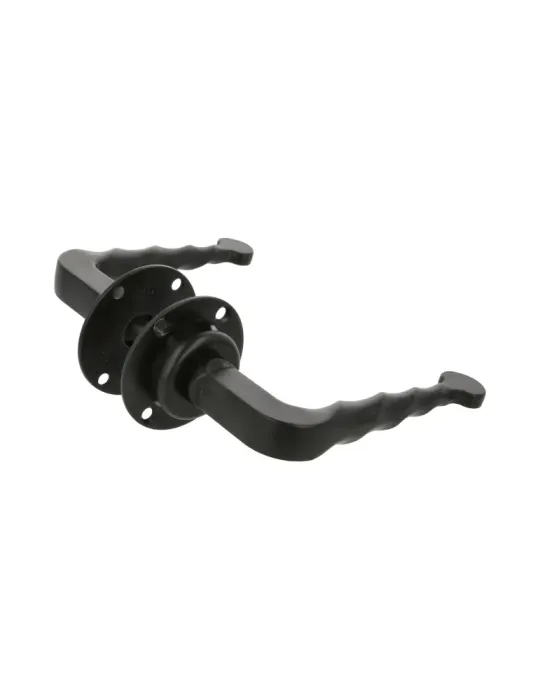 Manilla con roseta 101R - Ø60 mm - Placa de acero, Tirador de zamak - Negro