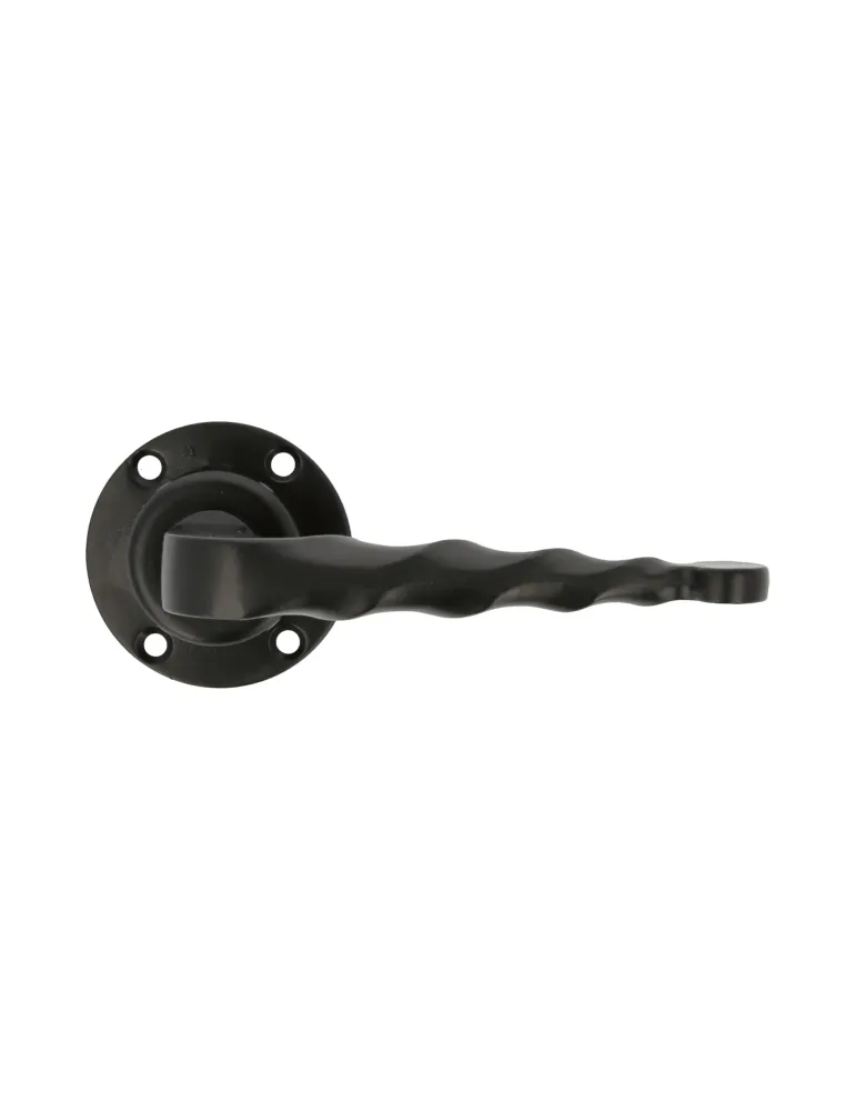 Manilla con roseta 101R - Ø60 mm - Placa de acero, Tirador de zamak - Negro