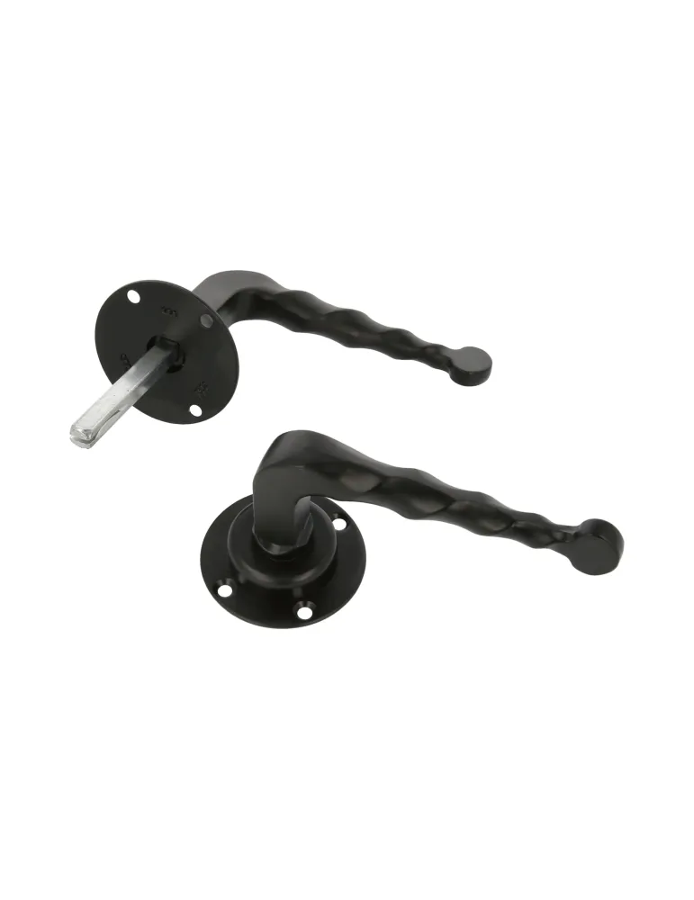 Manilla con roseta 101R - Ø60 mm - Placa de acero, Tirador de zamak - Negro