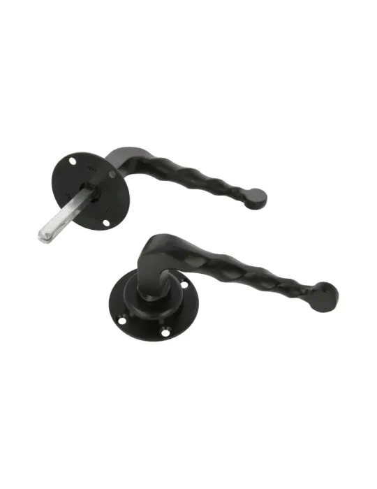 Manilla con roseta 101R - Ø60 mm - Placa de acero, Tirador de zamak - Negro