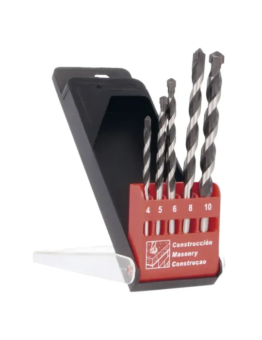 Estuche brocas pared 21405 - Ø4-5-6-8-10 - Punta en carburo de tungsteno - Standard