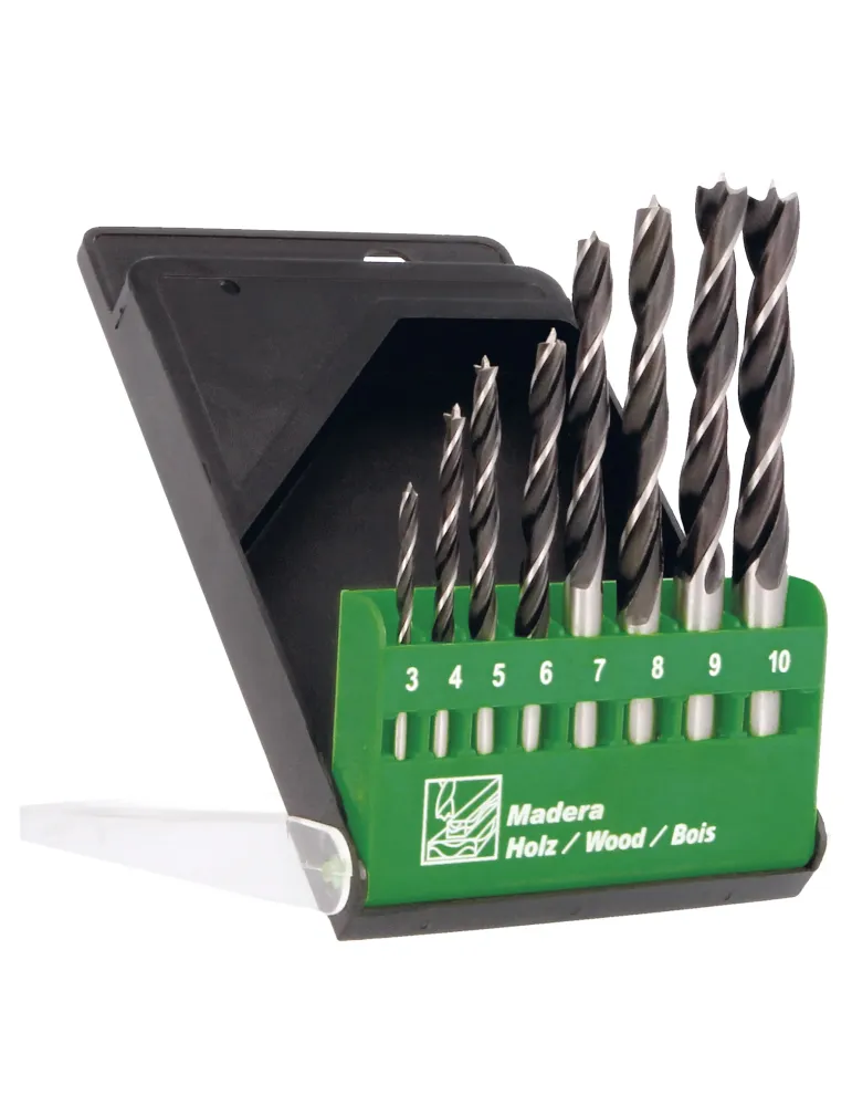 Estuche brocas madera 22606 - Ø3-10 x 1 - Cromo vanadio (Cr-V)