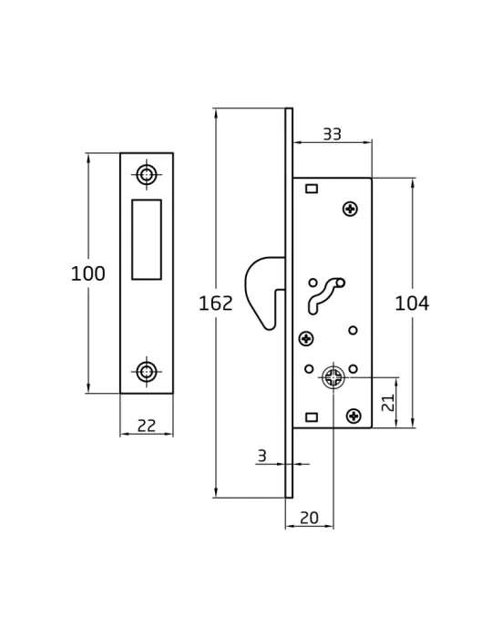 Cerradura 415 - 20 mm - Acero inoxidable - Mate
