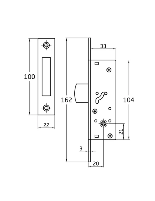 Cerradura 420 - 20 mm - Acero inoxidable - Mate