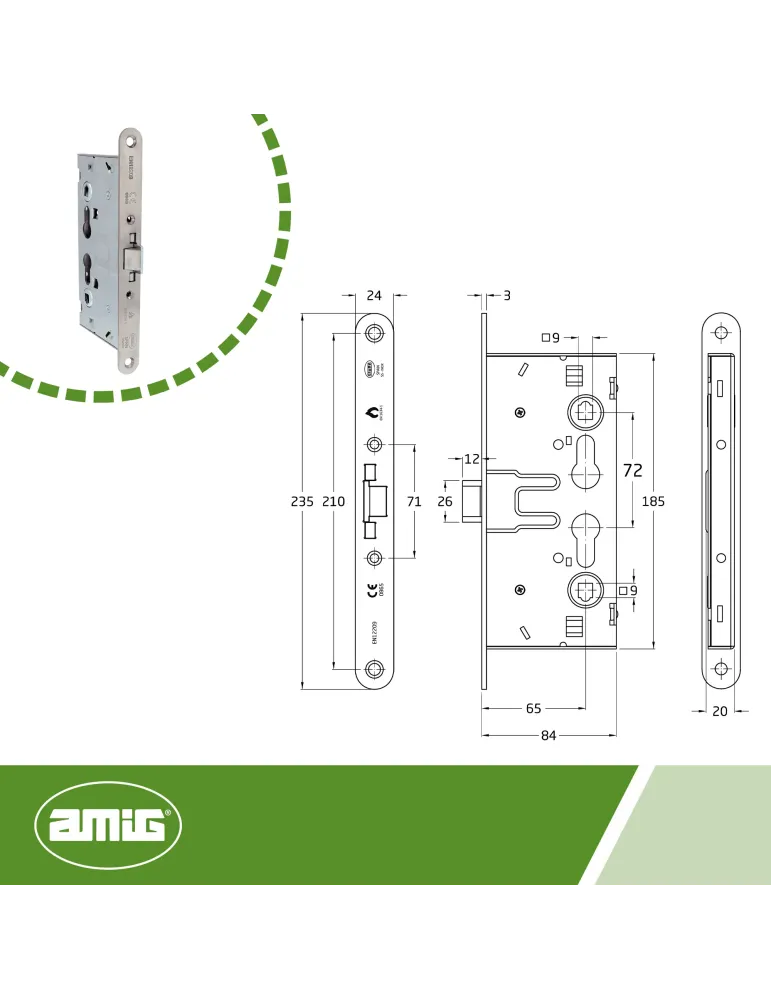 Cerradura 6572 - 65/72 - Acero inoxidable - Mate