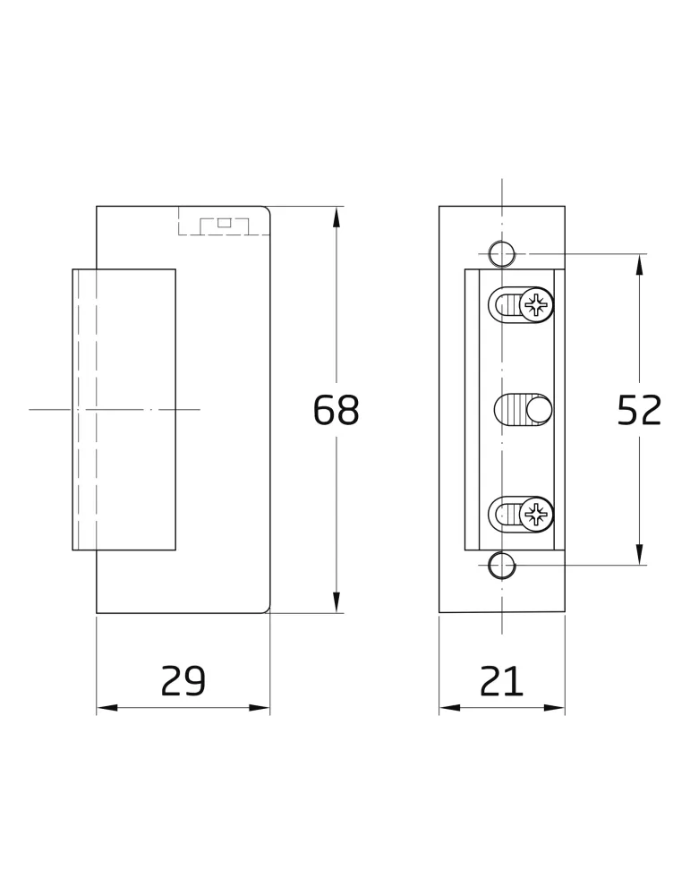 Cuerpo cerradero 18 - 68 x 21 x 29 mm - Zamak - Mate