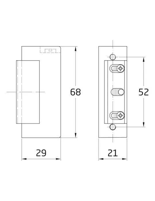 Cuerpo cerradero 18 - 68 x 21 x 29 mm - Zamak - Mate