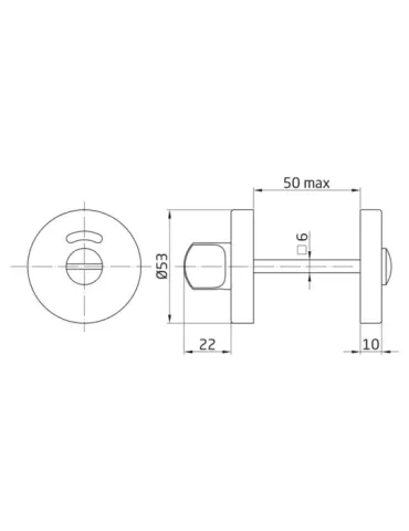 Muletilla 2RX - Ø53 mm - Acero inoxidable 18/8 - Mate 2