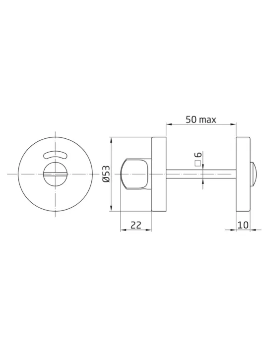 Muletilla 2RX - Ø53 mm - Acero inoxidable 18/8 - Mate