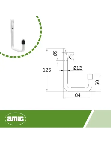 Colgador multiuso 754 - Ø12 x 125 mm - Acero - Blanco 2