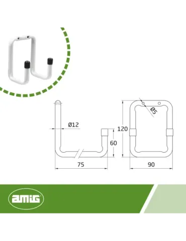 Colgador multiuso 756 - Ø12 x 75 mm - Acero - Blanco 2