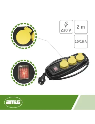 Base múltiple protección / interruptor 3306 - Polipropileno - Negro 2