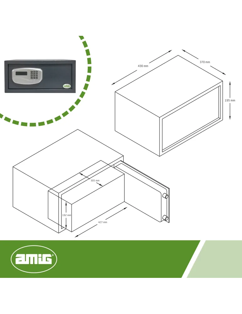 Caja fuerte TOPSECURE-H - 430 x 370 x 195 mm - Acero - Gris