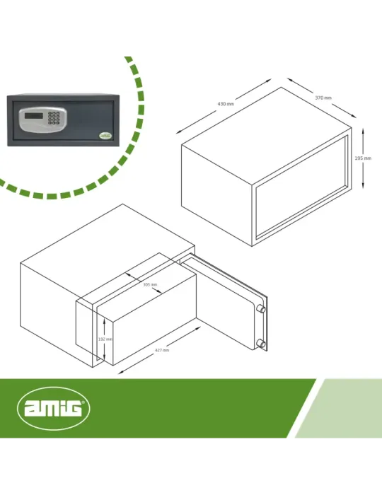 Caja fuerte TOPSECURE-H - 430 x 370 x 195 mm - Acero - Gris