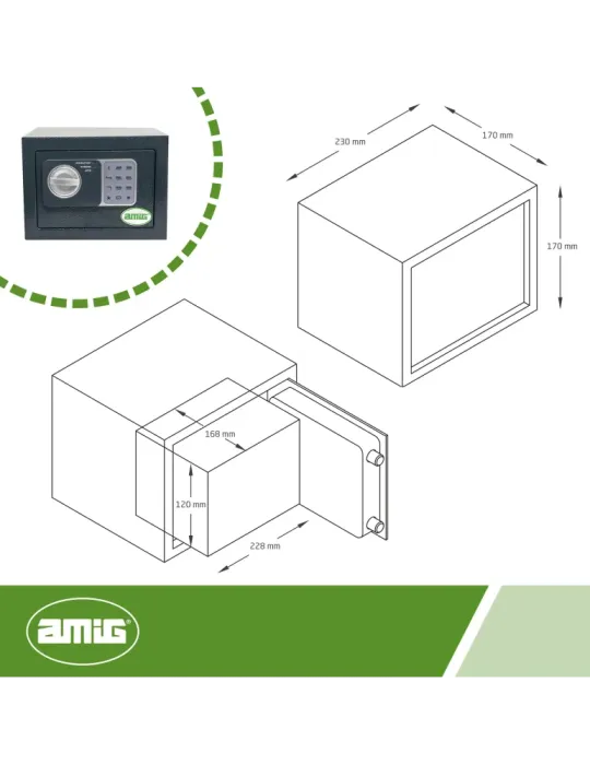Caja fuerte TOPSECURE-M - 230 x 170 x 170 mm - Acero - Gris