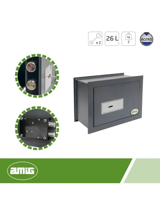 Caja fuerte TOPSECURE-W - 300 x 150 x 200 mm - Acero - Gris