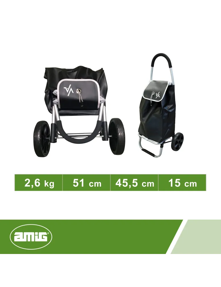 Carro compra plegable 6 - Aluminio - Negro