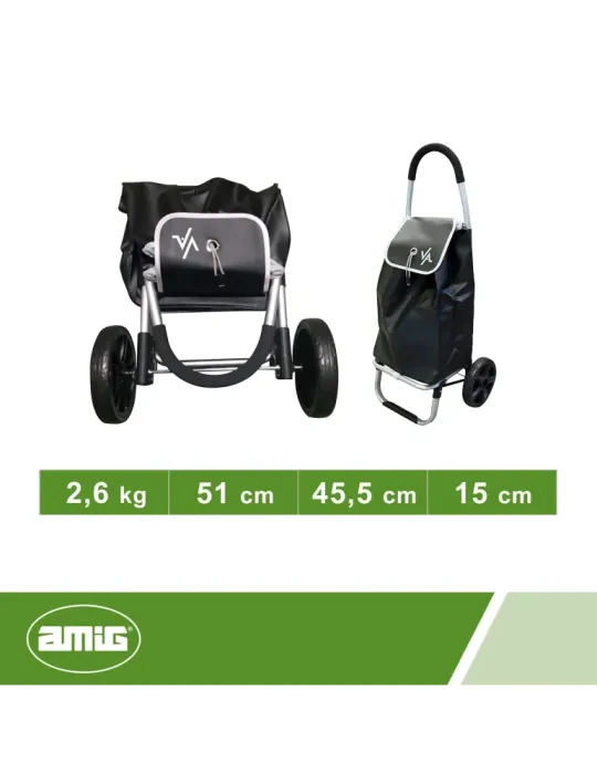 Carro compra plegable 6 - Aluminio - Negro