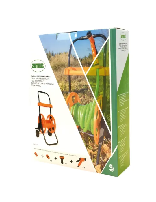 Carro portamangueras R47 - 1/2'' - 60 m - Polipropileno - Naranja-Gris