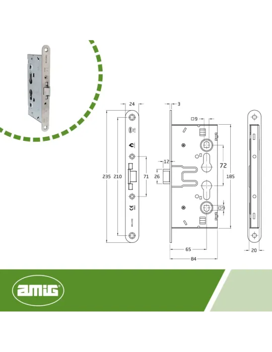 Cerradura 6572 - 65/72 - Acero inoxidable - Mate