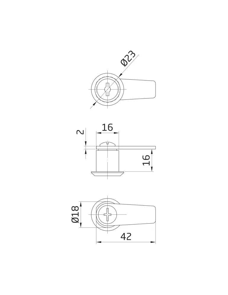 Cerradura buzón llaves iguales 4A1 - Ø18 x 16 x 42 mm - Acero - Niquelado