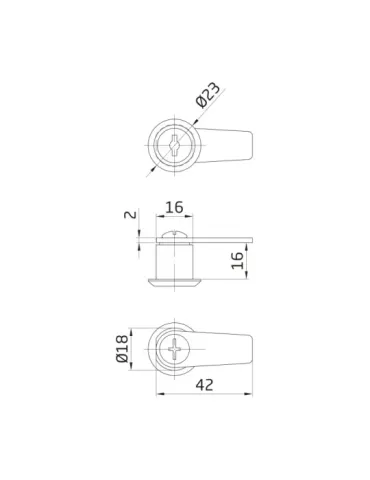 Cerradura buzón llaves iguales 4A2 - Ø18 x 16 x 42 mm - Acero - Niquelado 2