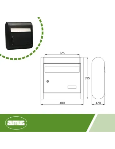 Buzón 8 - 400 x 395 x 120 mm - Aluminio - Negro 2