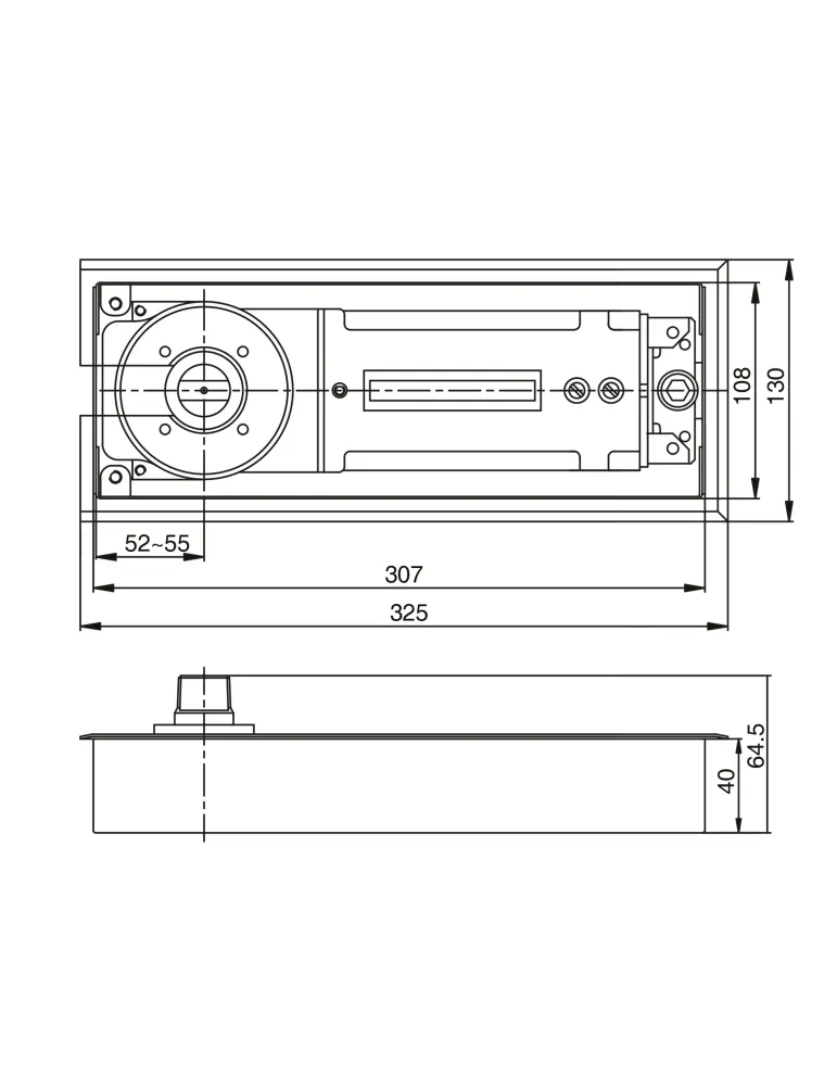 Cierrapuertas suelo 860 - Fuerza 3 - Aluminio - Plata