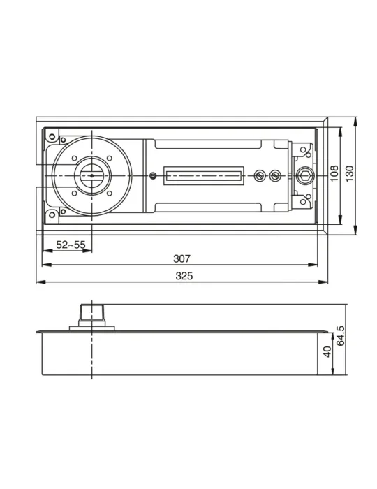 Cierrapuertas suelo 860 - Fuerza 3 - Aluminio - Plata