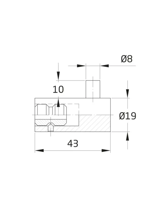Colgador 12 - Ø19 x 43 mm - Acero inoxidable 18/8 - Mate