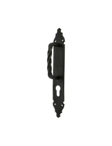 Manillón con placa 105 - 280 x 45 mm - Placa de acero, Tirador de zamak - Negro