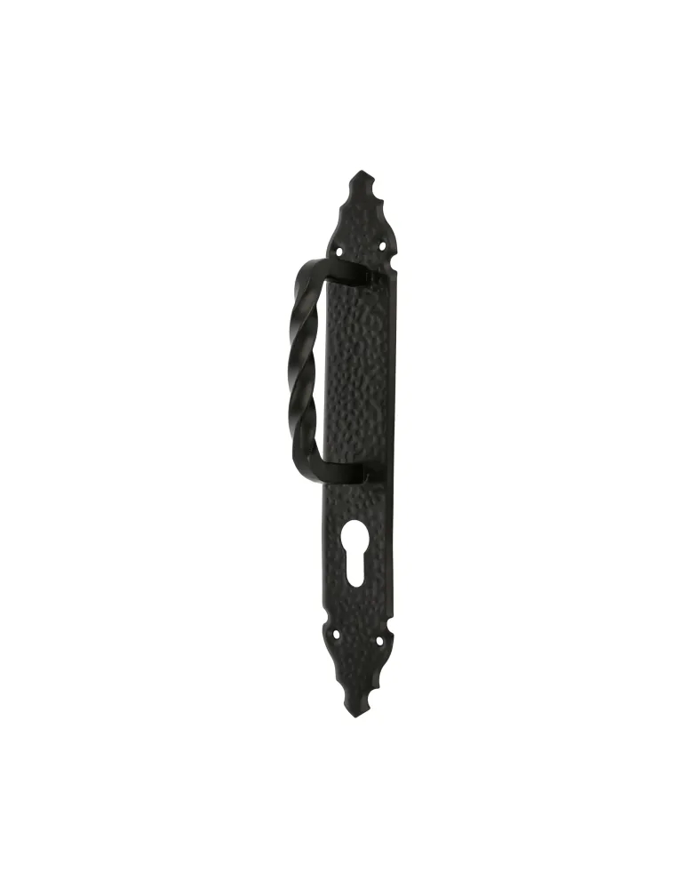 Manillón con placa 105 - 280 x 45 mm - Placa de acero, Tirador de zamak - Negro