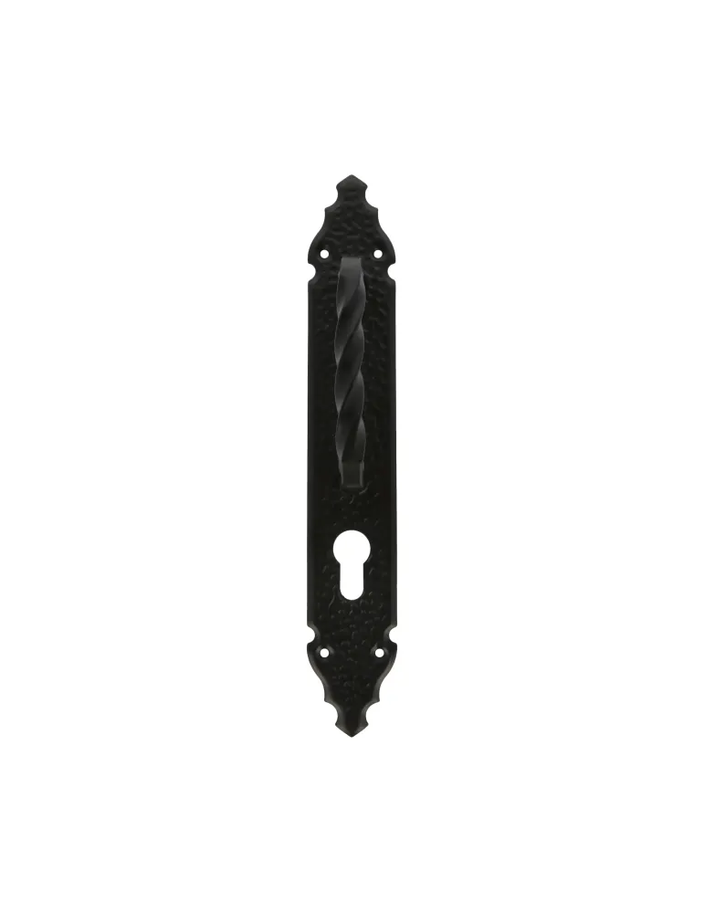 Manillón con placa 105 - 280 x 45 mm - Placa de acero, Tirador de zamak - Negro