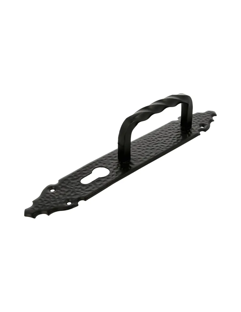 Manillón con placa 105 - 280 x 45 mm - Placa de acero, Tirador de zamak - Negro
