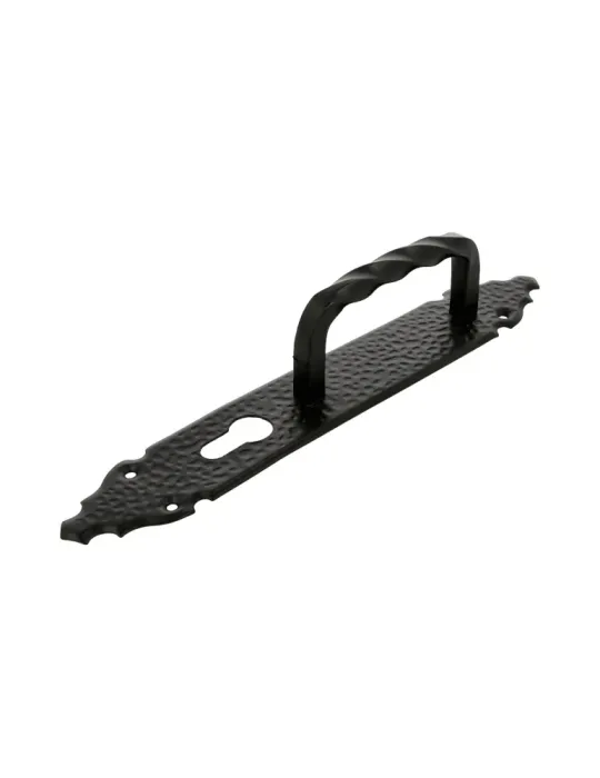 Manillón con placa 105 - 280 x 45 mm - Placa de acero, Tirador de zamak - Negro