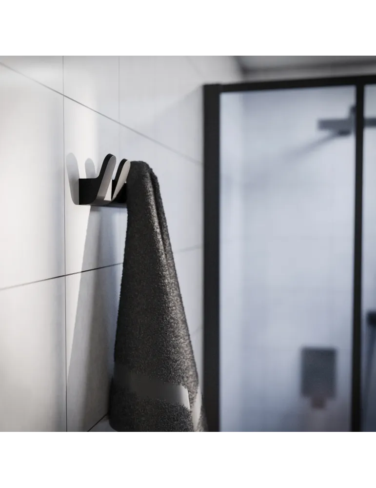 Colgador baño OMA-7 - 175 mm - Zamak - Negro mate