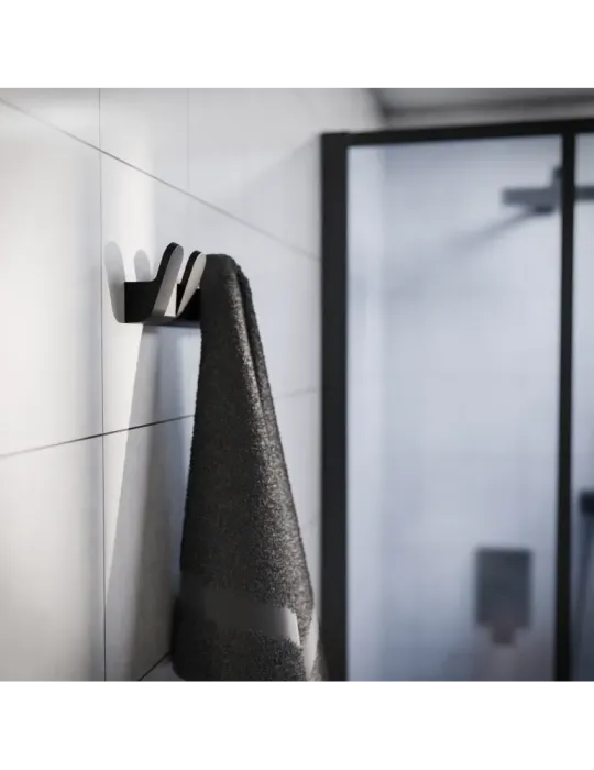 Colgador baño OMA-7 - 175 mm - Zamak - Negro mate