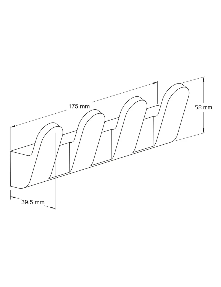 Colgador baño OMA-7 - 175 mm - Zamak - Negro mate