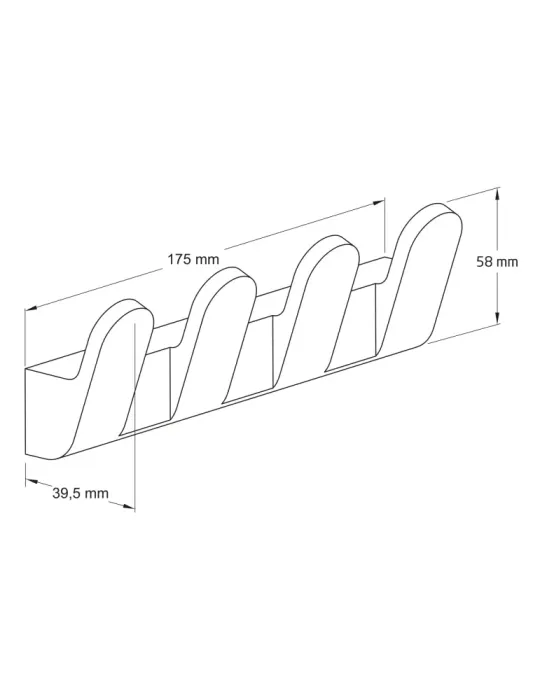 Colgador baño OMA-7 - 175 mm - Zamak - Negro mate