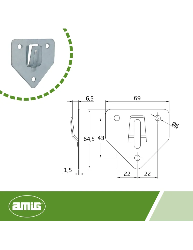 Colgador extintor 1 - 69 x 64,5 x 6,5 mm - Acero - Zincado