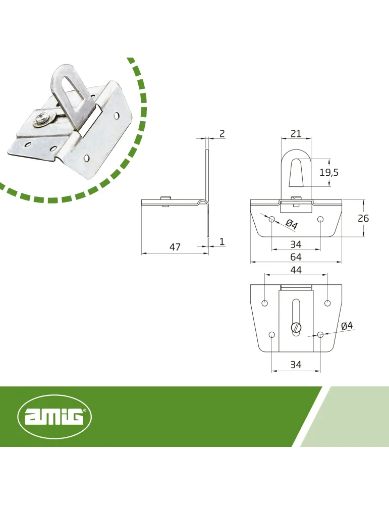 Colgador mueble 4 - 64 x 47 mm - Acero - Zincado