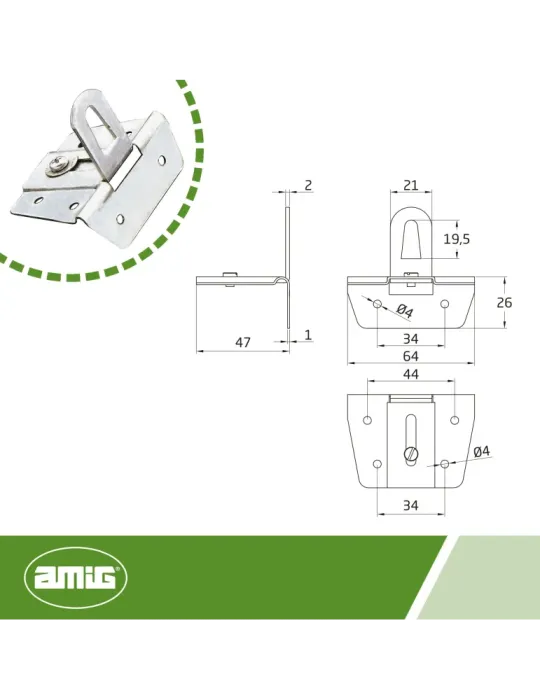 Colgador mueble 4 - 64 x 47 mm - Acero - Zincado