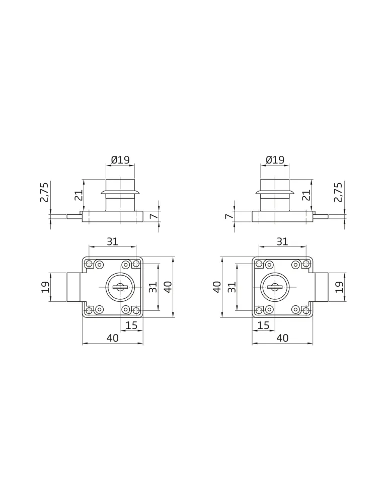 Colgador mueble 7 - 58 x 36 mm - Acero - Zincado