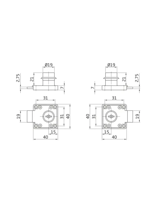 Colgador mueble 7 - 58 x 36 mm - Acero - Zincado