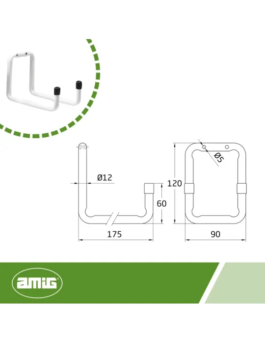 Colgador multiuso 757 - Ø12 x 175 mm - Acero - Blanco