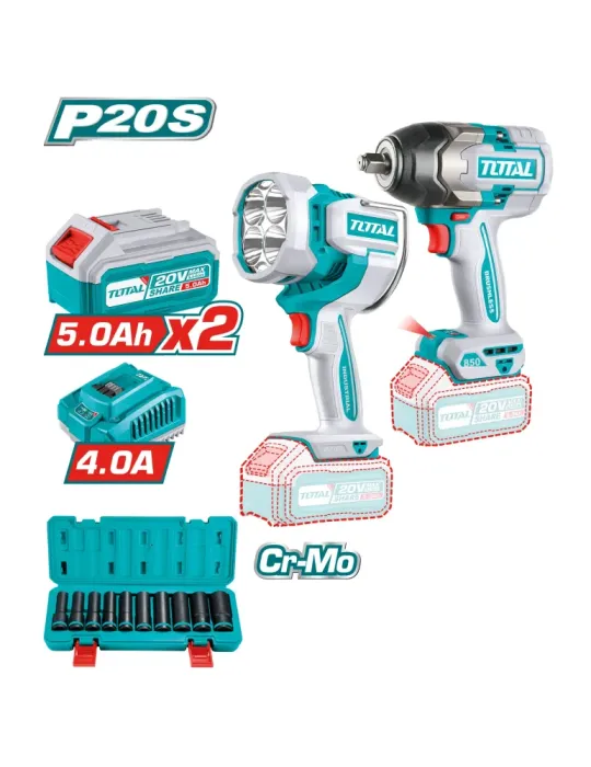 Combo llave de impacto / Foco a batería TOSLI241181E - 20 V