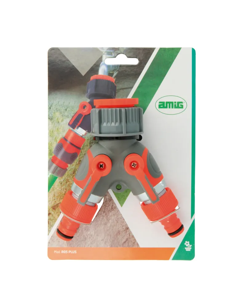 Conector válvula 2 vías R05 PLUS - 1'' - 3/4'' - ABS / goma - Naranja-Gris