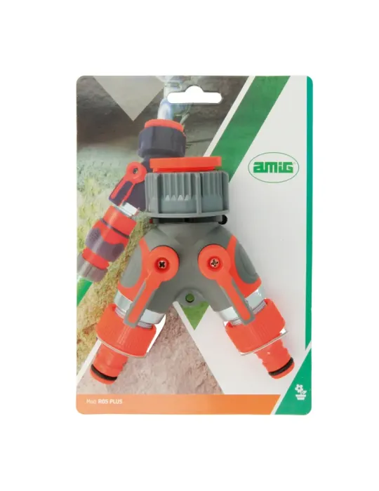 Conector válvula 2 vías R05 PLUS - 1'' - 3/4'' - ABS / goma - Naranja-Gris