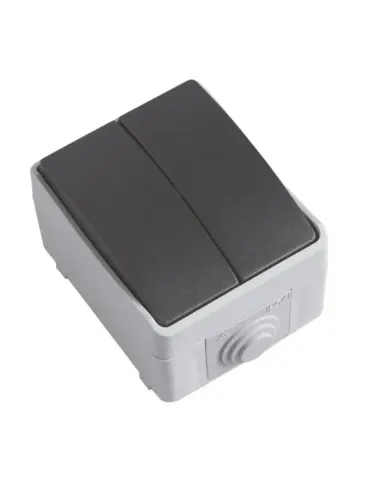 Conmutador doble estanco IP54 3612 - 90 x 65 x 52 mm - Policarbonato - Gris