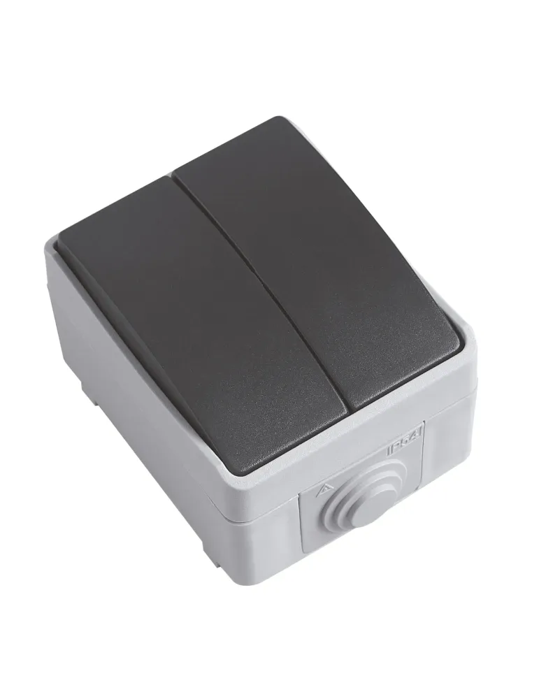 Conmutador doble estanco IP54 3612 - 90 x 65 x 52 mm - Policarbonato - Gris